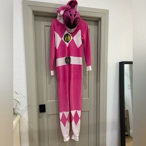 Women’s pink power ranger onsie costume and mask
